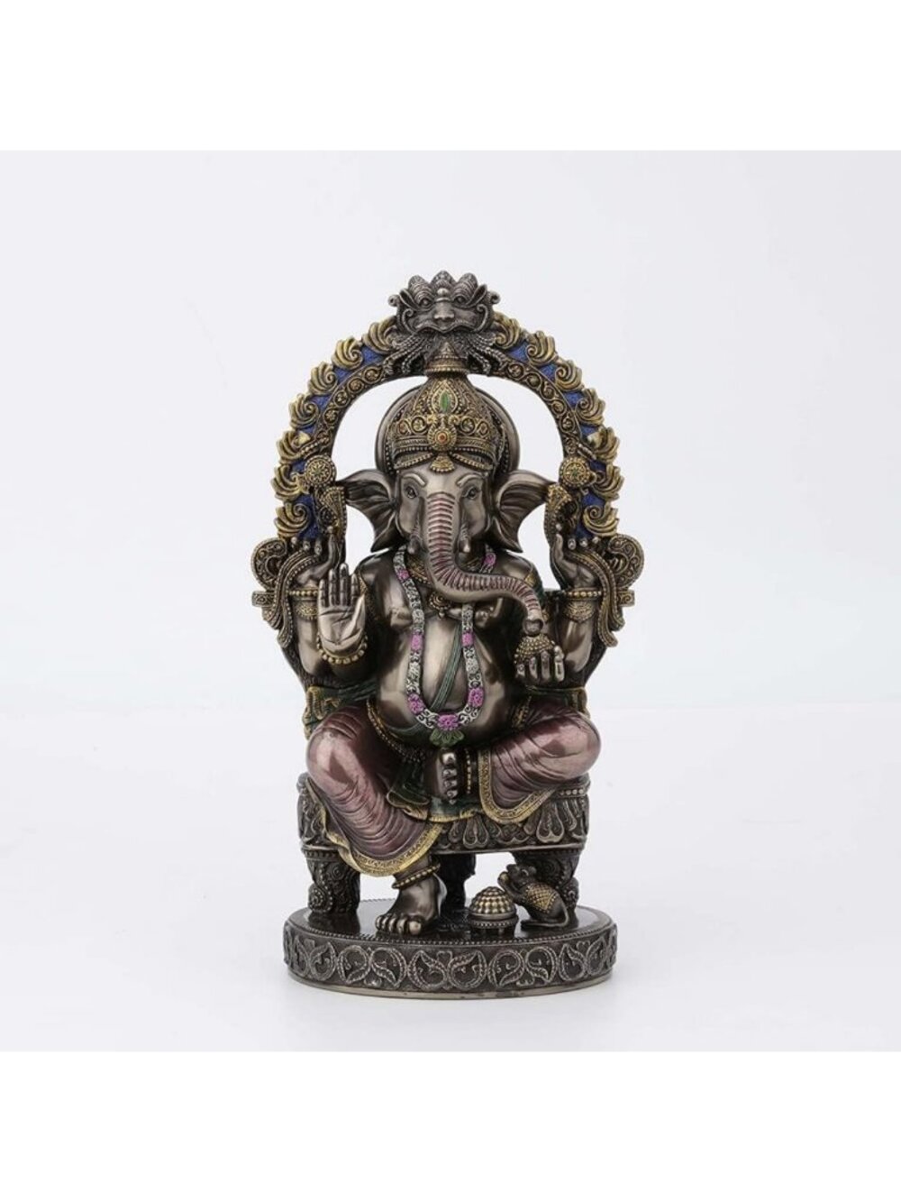 10.25” Lord Ganesha Statue on Throne - Hindu Elephant God Home Decor & Spiritual
